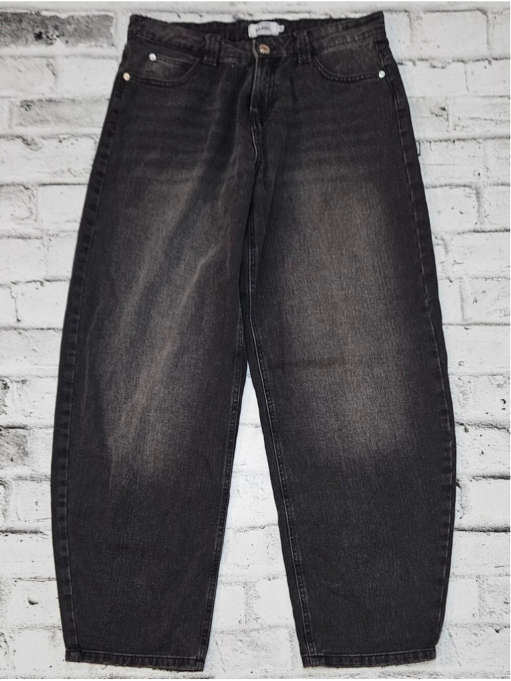 Refuge Denim Barrel Jeans Size 5 Washed Black High Rise Baggy Wide Leg